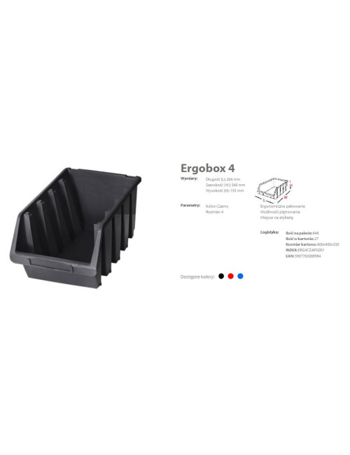 PATROL ERGOBOX 4 NIEBIESKI 204 x 340 x 155