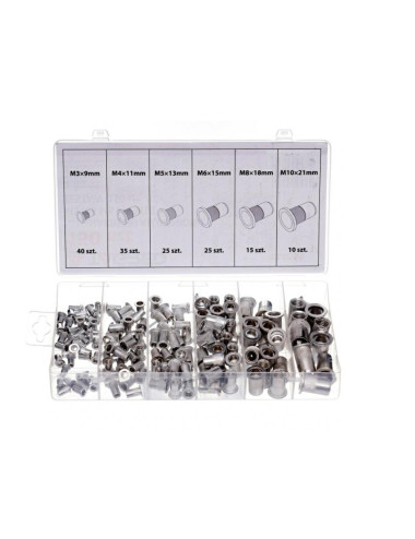 NITONAKRĘTKI M3-M10 150szt. MIX SILVER ALUMINIOWE