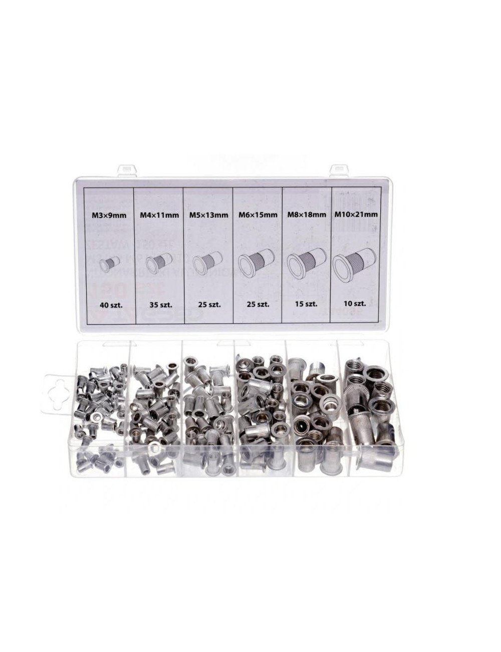 NITONAKRĘTKI M3-M10 150szt. MIX SILVER ALUMINIOWE