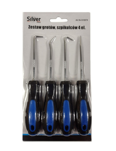 ZESTAW HAKÓW I GROTÓW 4szt SILVER