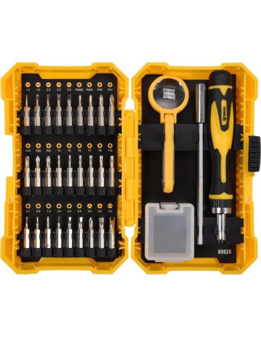 VOREL WKRĘTAK Z GRZECHOTKĄ I WYMIENNYMI BITAMI 31szt.   65025