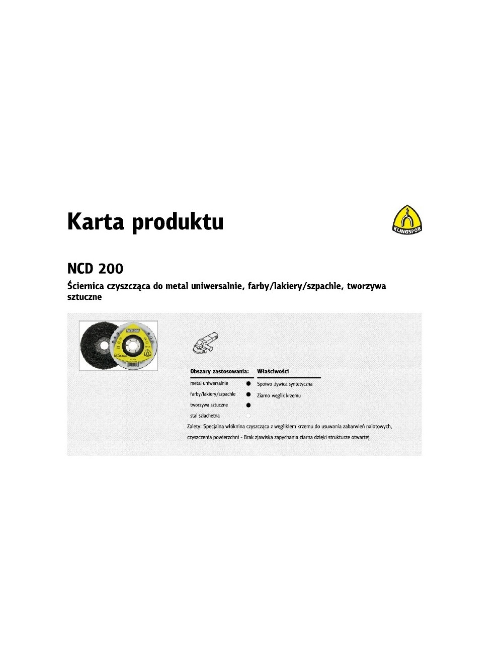 KLINGSPOR ŚCIERNICA CZYSZCZĄCA 115 NCD 200