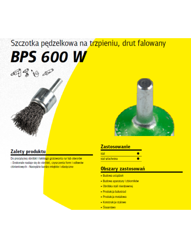 KLINGSPOR SZCZOTKA PĘDZELKOWA 12mm BPS600W DRUT FALISTY NIERDZEWNY