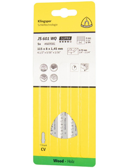 KLINGSPOR BRZESZCZOT DO WYRZYNARKI 115x8x1,45mm JS 601 WQ 5szt.