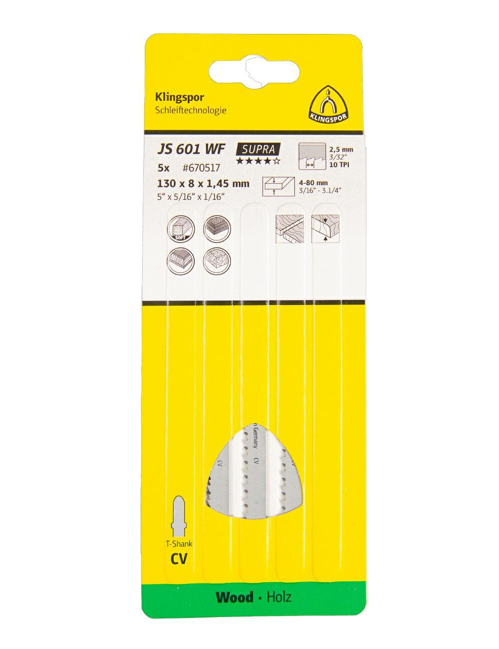 KLINGSPOR BRZESZCZOT DO WYRZYNARKI 130x8x1,45mm JS 601 WF 5szt.