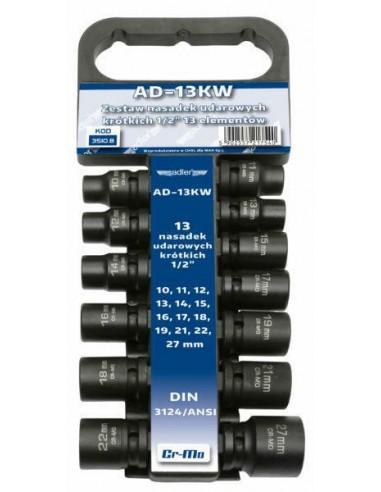 ADLER NASADKI UDAROWE 13szt.K. /ADLER 10-27mm /WIESZAK