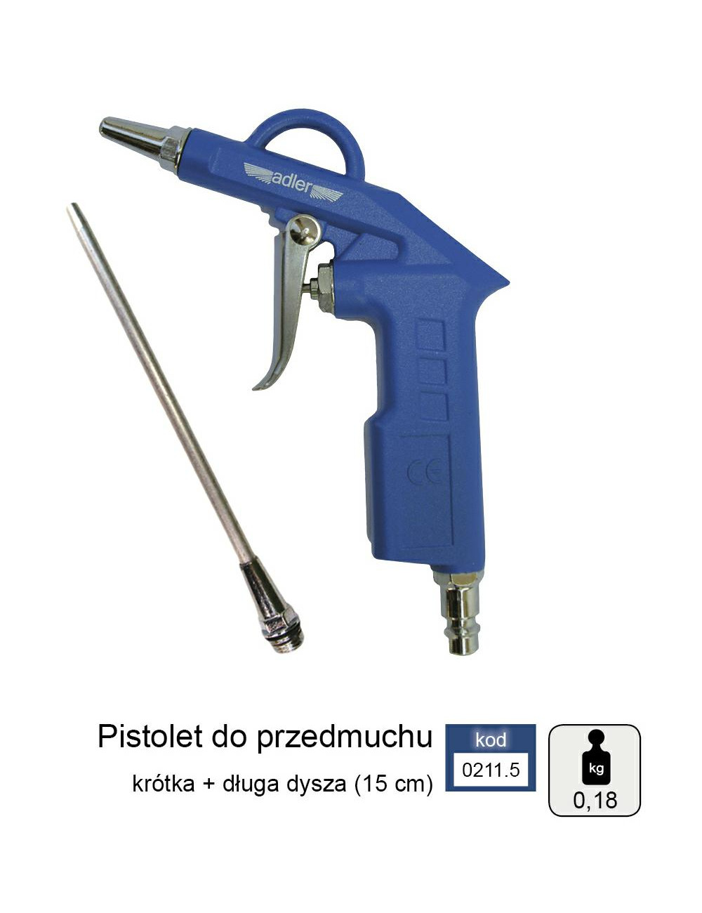 ADLER PISTOLET DO PRZEDMUCHIWANIA 2cm+ 15cm