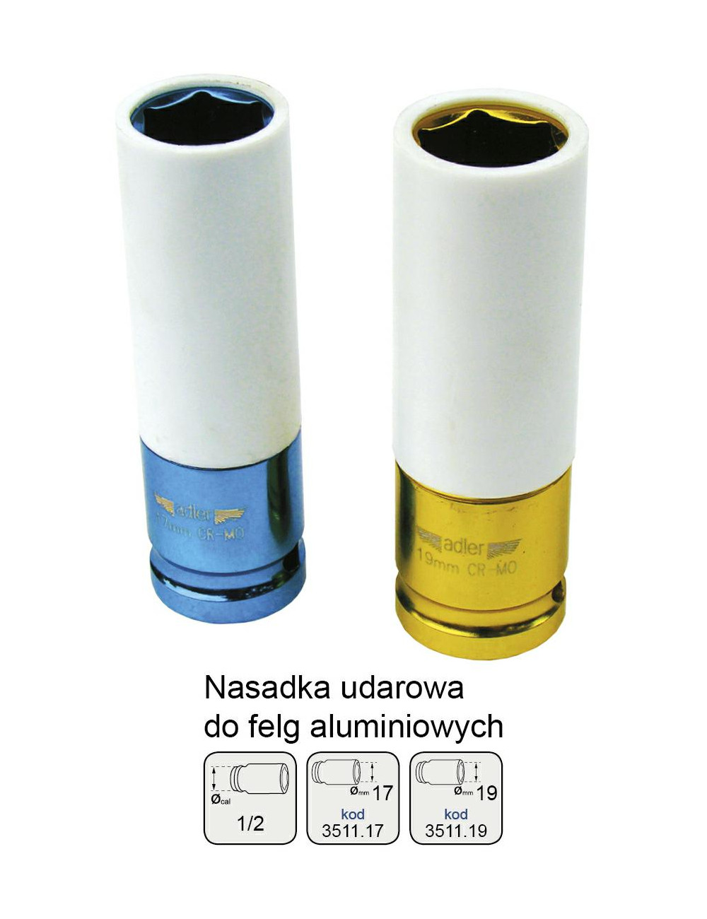 ADLER NASADKA DO FELG ALU. 1/2" 19mm DŁ.
