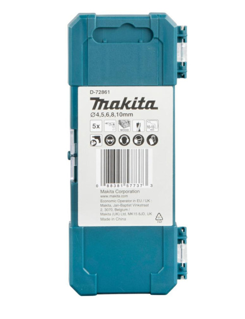 MAKITA ZESTAW WIERTŁA DO DREWNA 5szt. 4,5,6,8,10mm D-72861