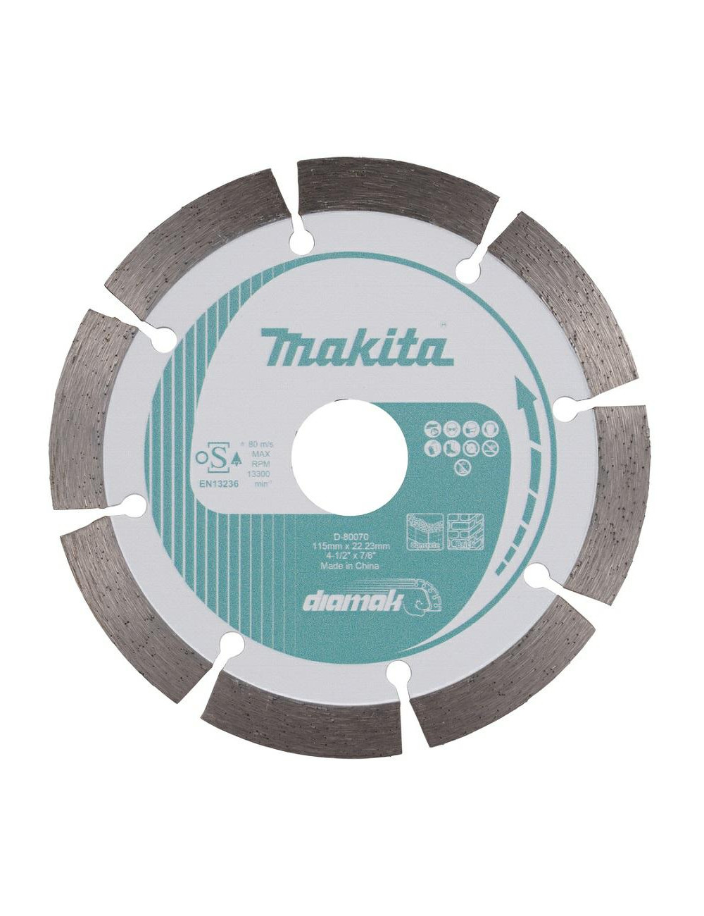MAKITA TARCZA DIAMENTOWA 115x22,23mm SEGMENT (NA SUCHO) BETON, CEGŁA, MARMUR