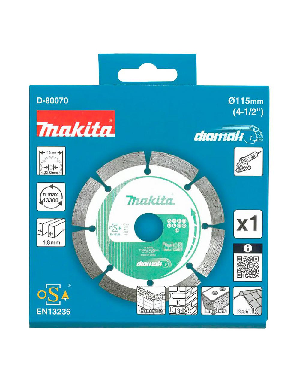 MAKITA TARCZA DIAMENTOWA 115x22,23mm SEGMENT (NA SUCHO) BETON, CEGŁA, MARMUR