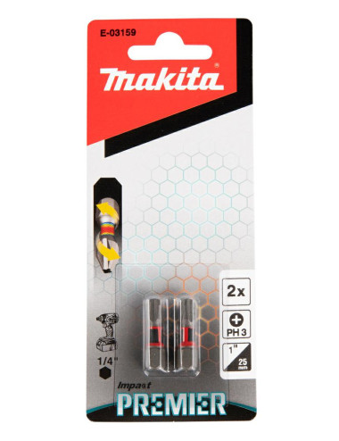 MAKITA KOŃCÓWKA WKRĘTAKOWA PH3-25mm 2szt. IMPACT PREMIER