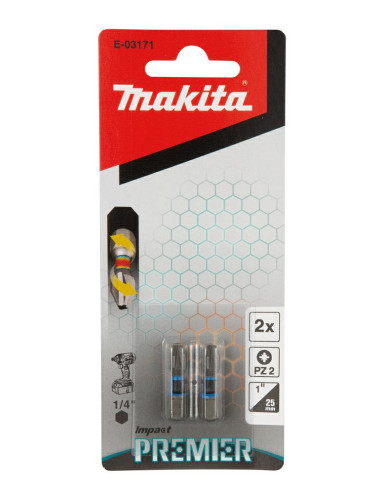 MAKITA KOŃCÓWKA WKRĘTAKOWA PZ2-25mm 2szt. IMPACT PREMIER