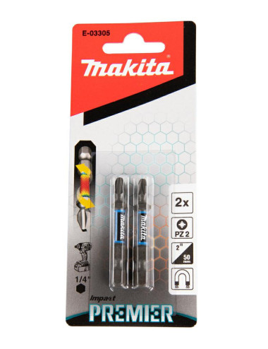 MAKITA KOŃCÓWKA WKRĘTAKOWA PZ2-50mm 2szt. IMPACT PREMIER