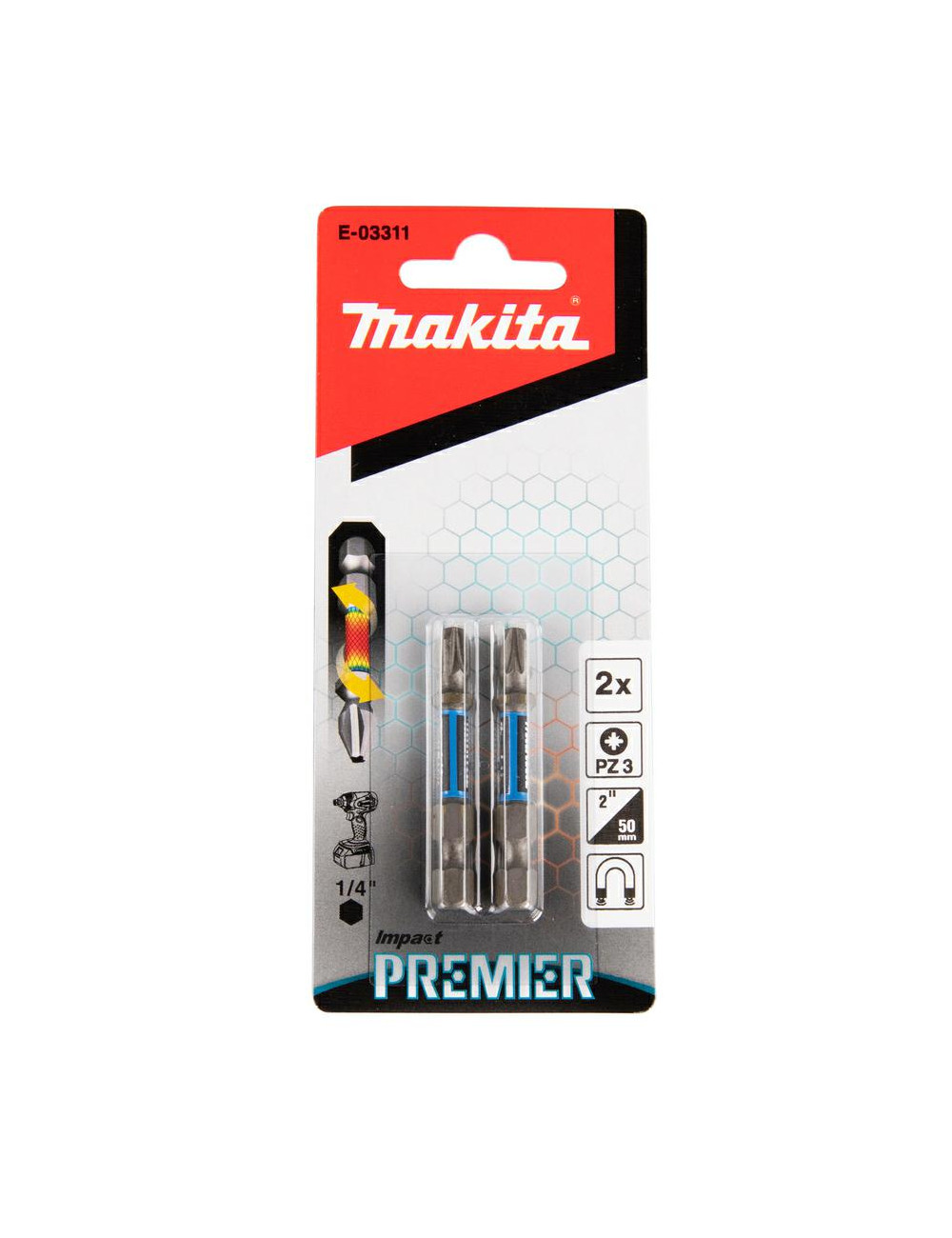 MAKITA KOŃCÓWKA WKRĘTAKOWA PZ3-50mm 2szt. IMPACT PREMIER