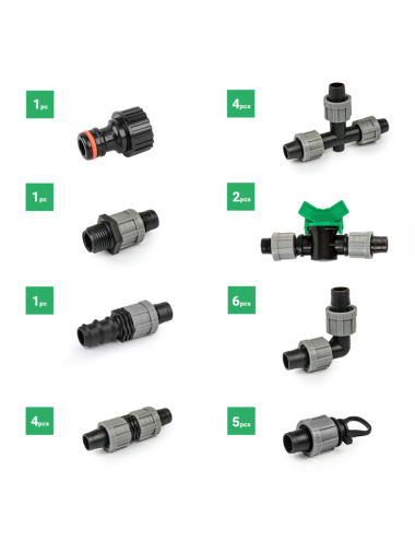 ZESTAW AKCESORIÓW DO TAŚMY KROPLUJĄCEJ 16mm 24szt.