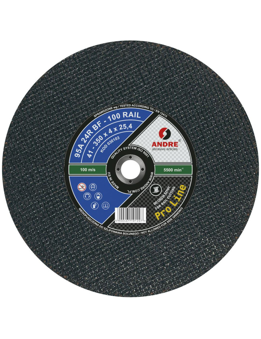 ANDRE TARCZA DO METALU 350 x 4,0mm x 25,4mm RAIL 100 PRO LINE 95A24RBF DO SZYN KOLEJOWYCH