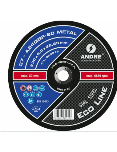ANDRE TARCZA DO SZLIFOWANIA METALU 230 x 6,0mm METAL ECO LINE A24QBF