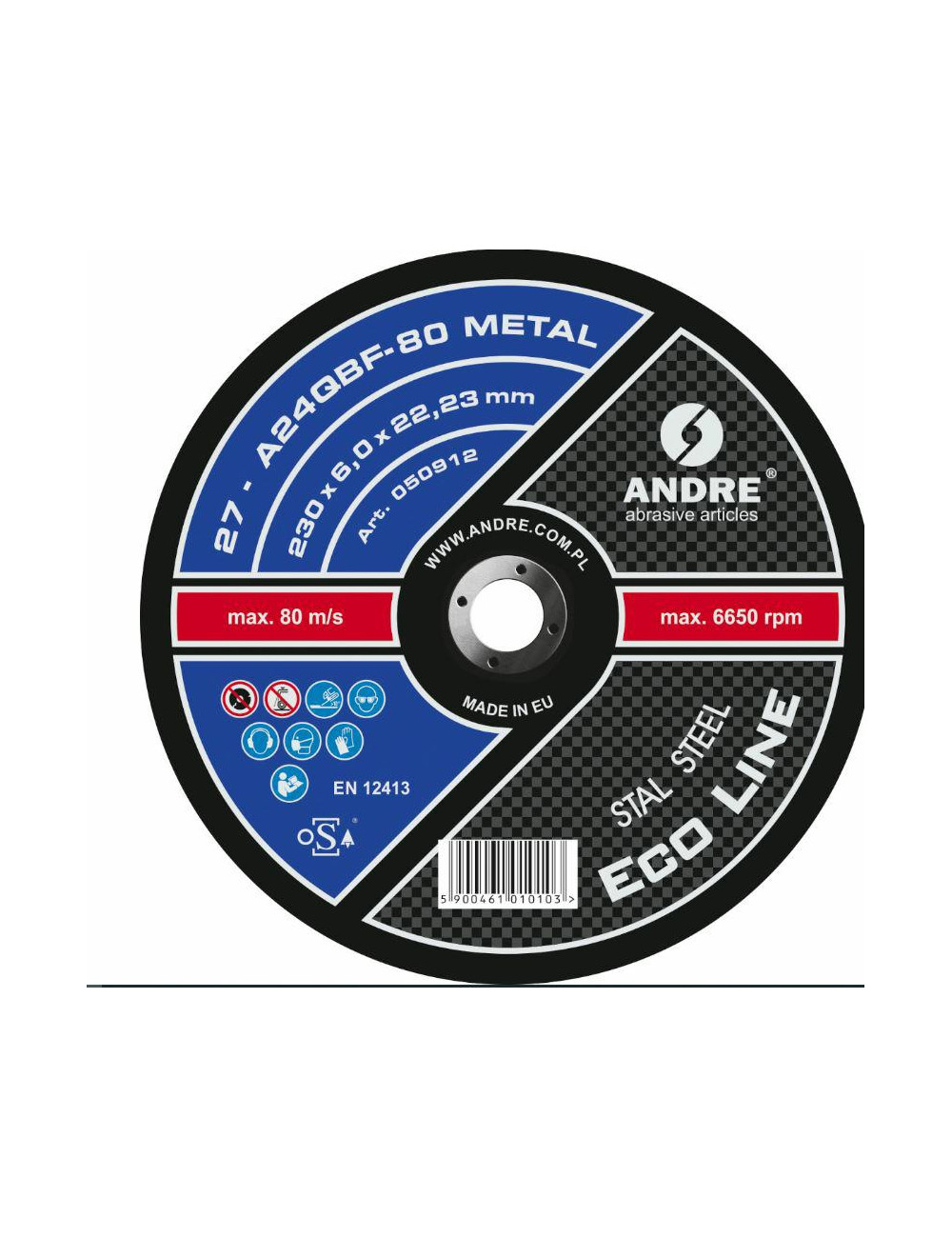 ANDRE TARCZA DO SZLIFOWANIA METALU 230 x 6,0mm METAL ECO LINE A24QBF