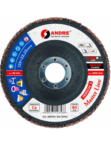 ANDRE ŚCIERNICA LISTKOWA 125mm P 80 CERAMICZNA MASTER LINE WERSJA III