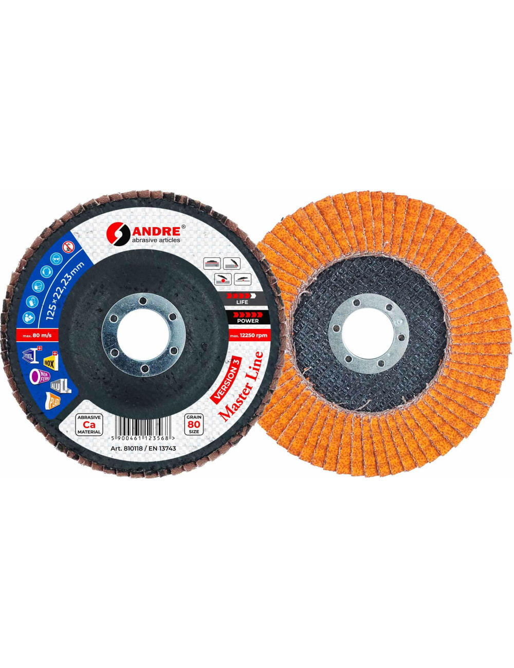 ANDRE ŚCIERNICA LISTKOWA 125mm P 80 CERAMICZNA MASTER LINE WERSJA III