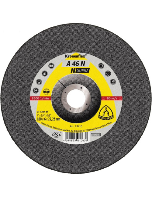KLINGSPOR TARCZA SZLIF.125mm x 6,0mm x 22,2mm A46N Supra ALUM