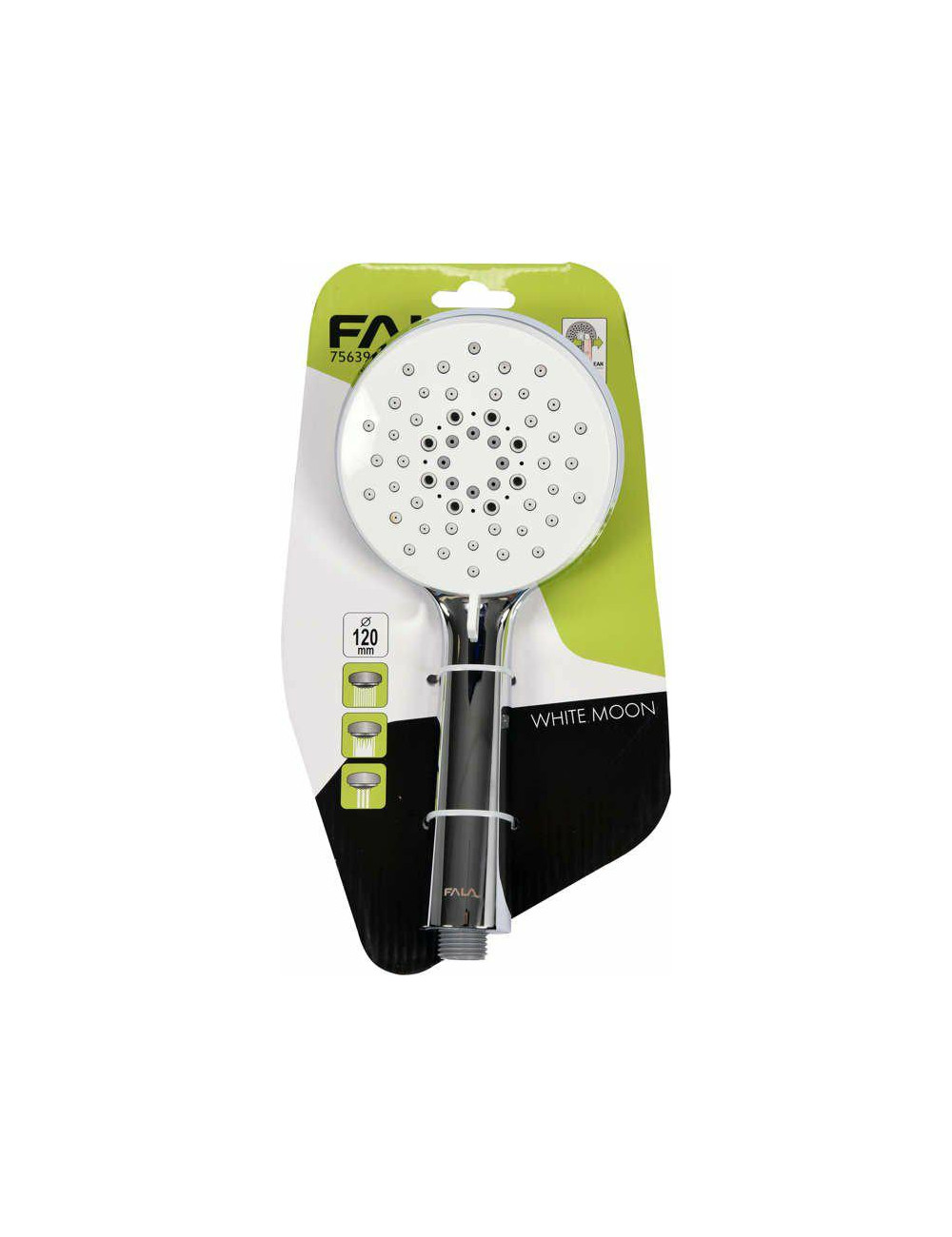 FALA SŁUCHAWKA PRYSZNICOWA WHITE MOON 120MM 3 FUNKCJE