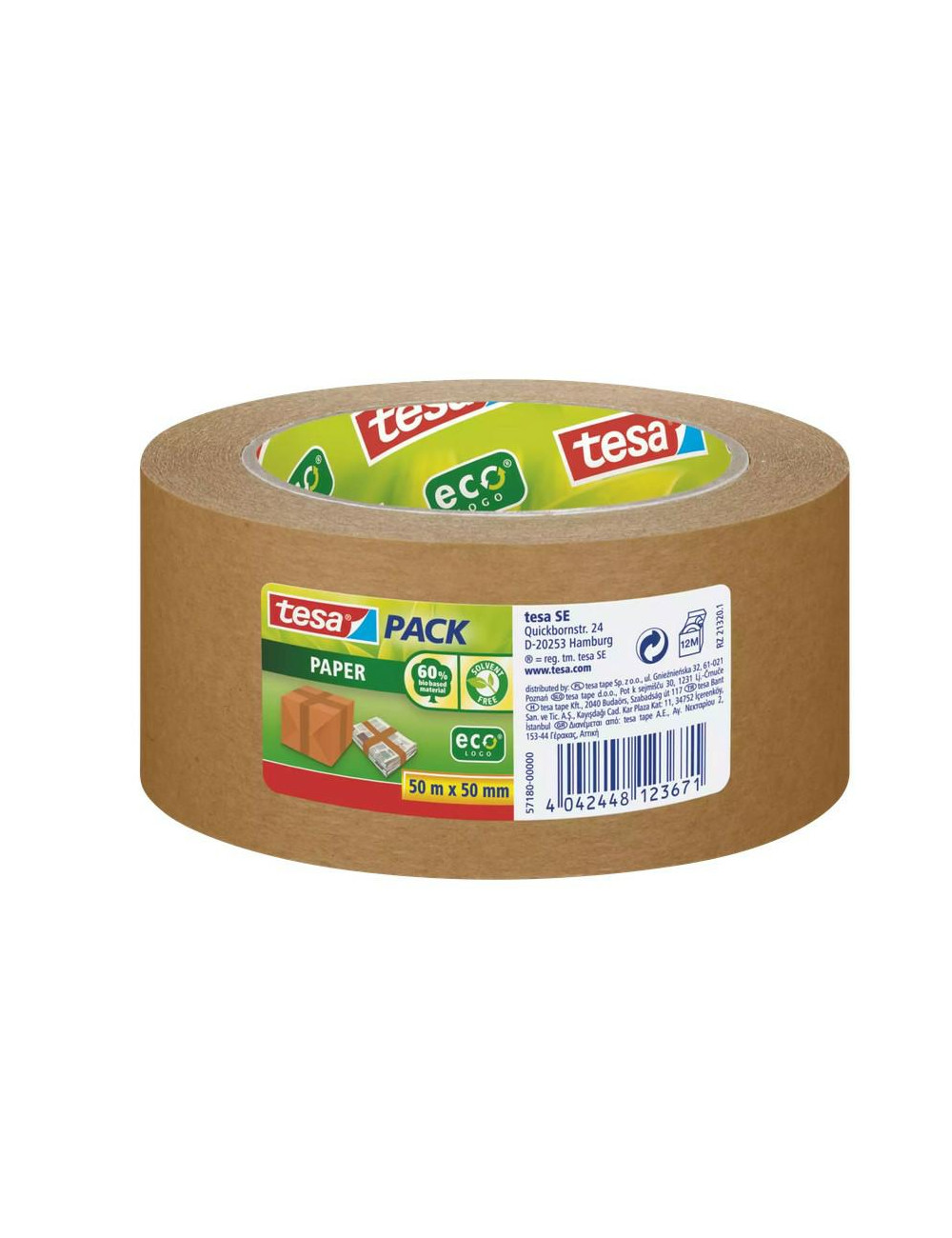 TESA TAŚMA PAKOWA PAPIEROWA 50mx50mm BRĄZOWA