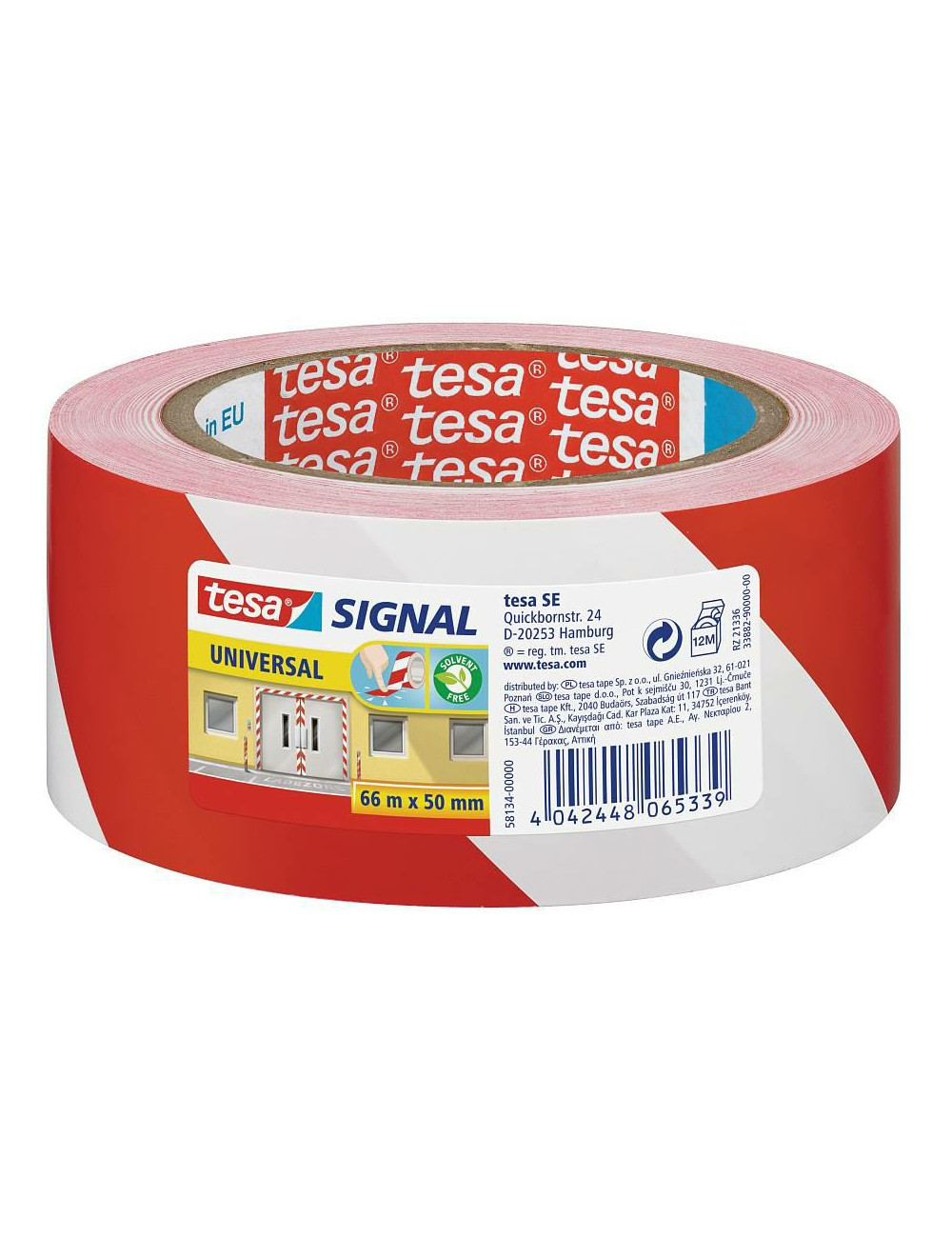 TESA TAŚMA SIGNAL BIAŁO-CZERWONA 66m50mm