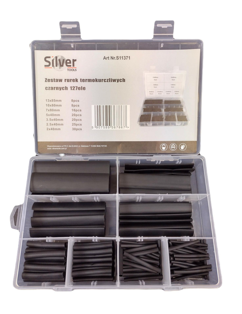 KOSZULKI TERMOKURCZLIWE 127szt.CZARNE SILVER