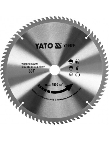 YATO PIŁA TARCZOWA WIDIOWA 315x30mm  80-ZĘBÓW    60794