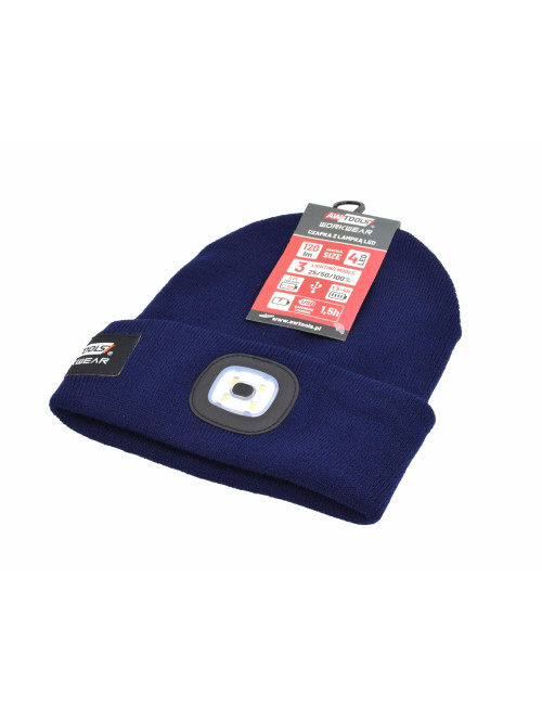 AWTOOLS CZAPKA Z LAMPKĄ LED 80lm GRANATOWA