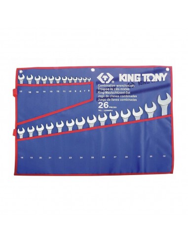 KING TONY ZESTAW KLUCZY PŁASKO-OCZKOWYCH 6-32mm 26szt. ETUI