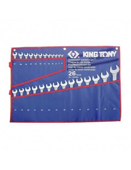 KING TONY ZESTAW KLUCZY PŁASKO-OCZKOWYCH 6-32mm 26szt. ETUI