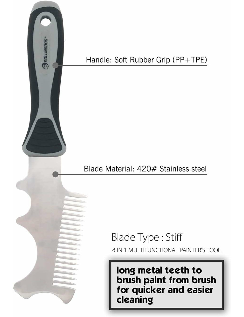 ROLLINGDOG NARZĘDZIE MALARSKIE WIELOFUNKCYJNE 4w1 STAL NIERDZEWNA
