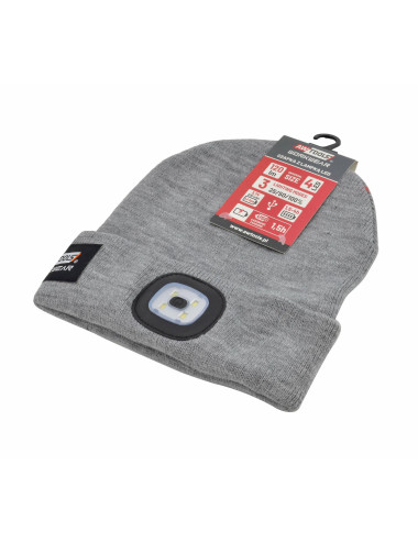 AWTOOLS CZAPKA Z LAMPKĄ LED 80lm SZARA