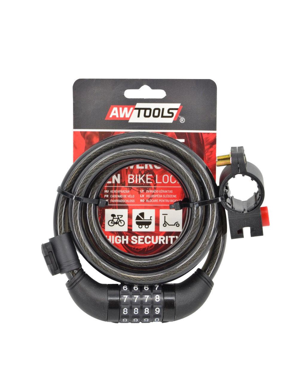 AWTOOLS ZAPIĘCIE ROWEROWE fi 12 x 150cm SZYFR