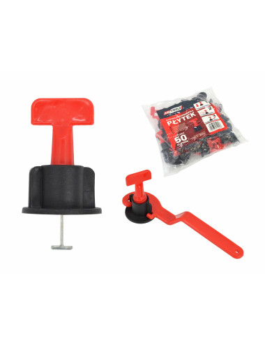 AWTOOLS SYSTEM POZIOMOWANIA PŁYTEK 50szt. + KLUCZ