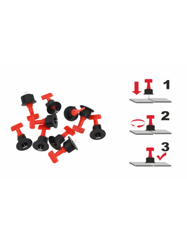 AWTOOLS SYSTEM POZIOMOWANIA PŁYTEK 50szt. + KLUCZ
