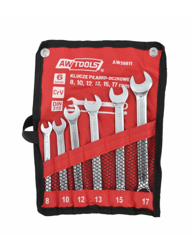 AWTOOLS KLUCZ PŁASKO-OCZKOWY KOMPLET 6szt. 8mm-17mm