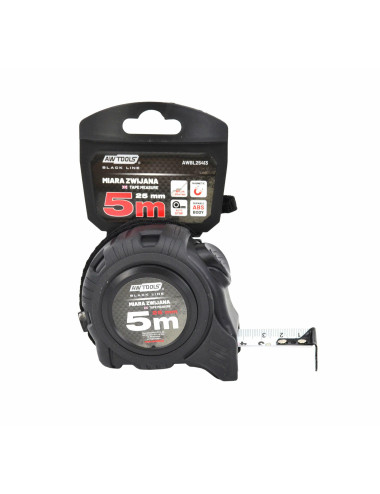 AWTOOLS MIARA ZWIJANA MAGNETYCZNA 5m x 25mm ABS 1-AUTO STOP