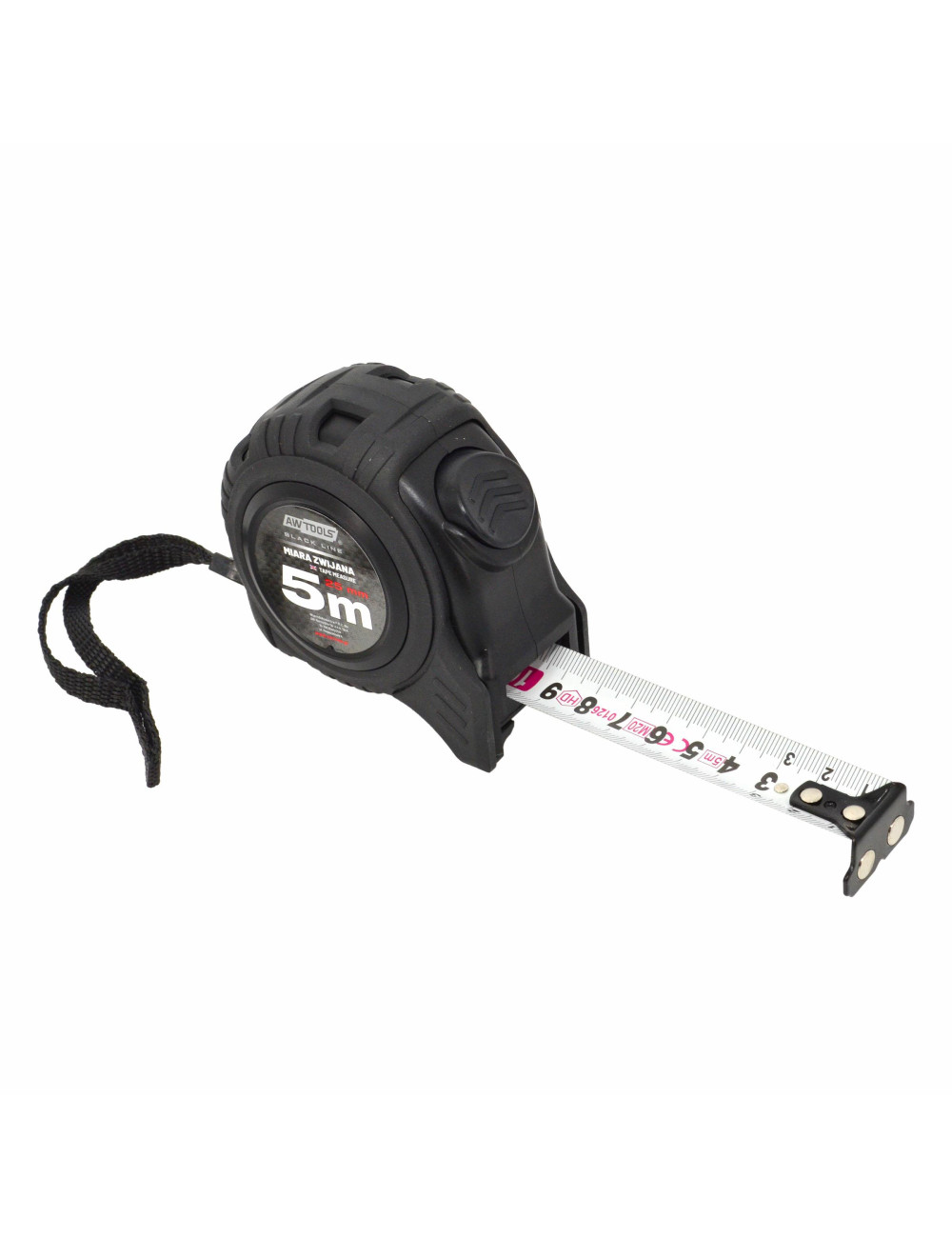AWTOOLS MIARA ZWIJANA MAGNETYCZNA 5m x 25mm ABS 1-AUTO STOP