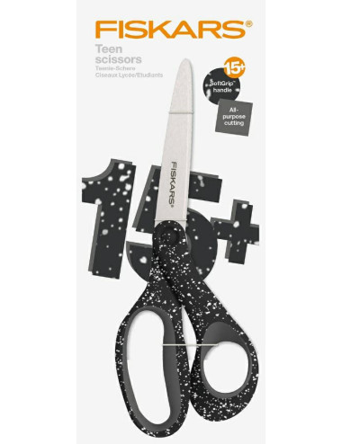 FISKARS NOŻYCZKI DLA NASTOLATKÓW 20cm CZARNE W BIAŁE KROPKI