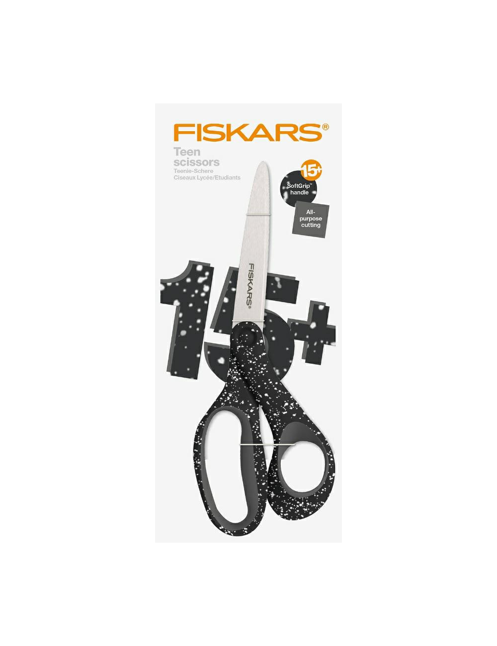 FISKARS NOŻYCZKI DLA NASTOLATKÓW 20cm CZARNE W BIAŁE KROPKI