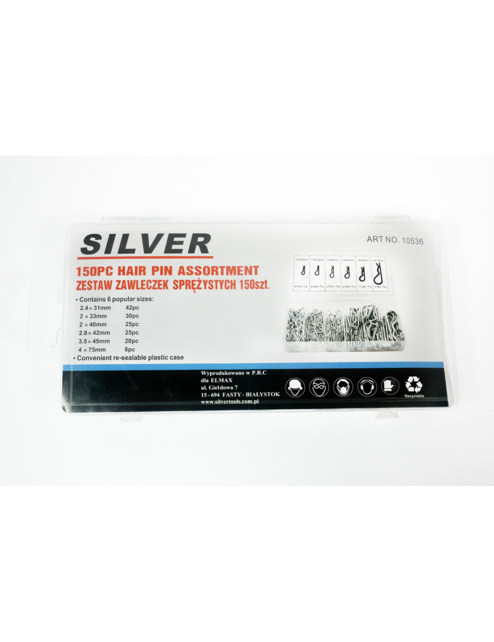 ZAWLECZKI SPRĘŻYNOWE 150szt. SILVER