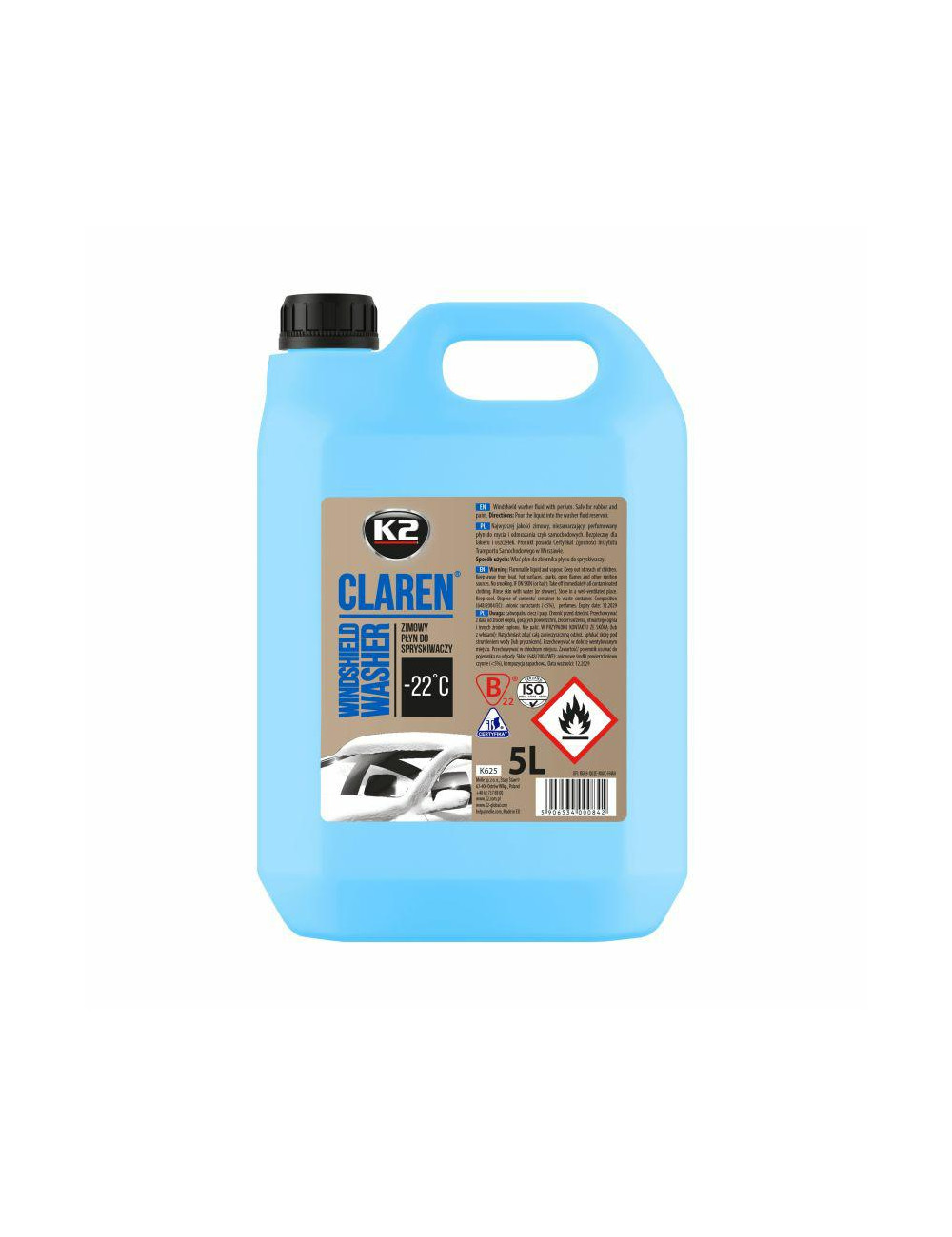 K2 PŁYN ZIMOWY DO SPRYSKIWACZY CLAREN -22C 5L NANO