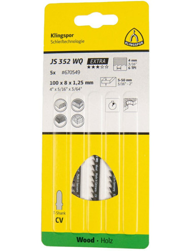 KLINGSPOR BRZESZCZOT DO WYRZYNARKI 100x8x1,25mm JS 352 WQ 5szt.