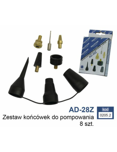 ADLER ZESTAW KOŃCÓWEK DO POMPOWANIA 8szt AD-28Z