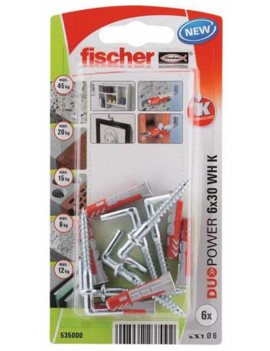 FISCHER KOŁEK DUOPOWER 6x30 Z HAKIEM PROSTYM 6szt.