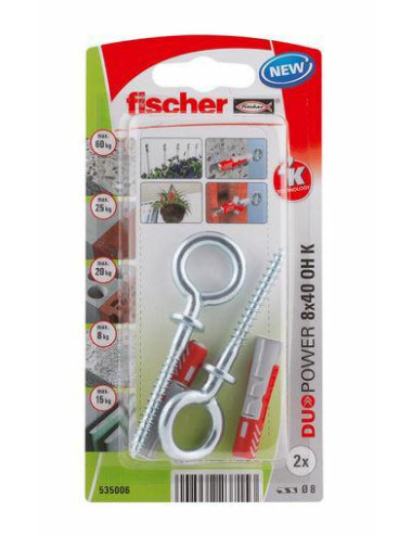 FISCHER KOŁEK DUOPOWER 8x40 Z HAKIEM OCZKOWYM 2szt.